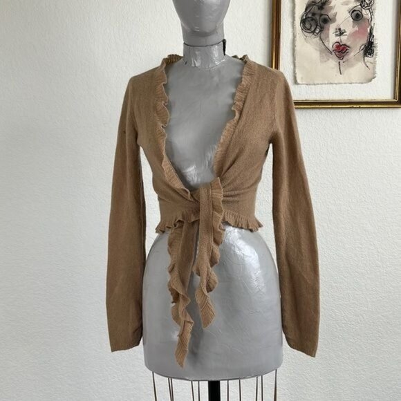 Laundry Shelli Segal Cashmere Ruffle Tie Cardigan - Picture 1 of 9